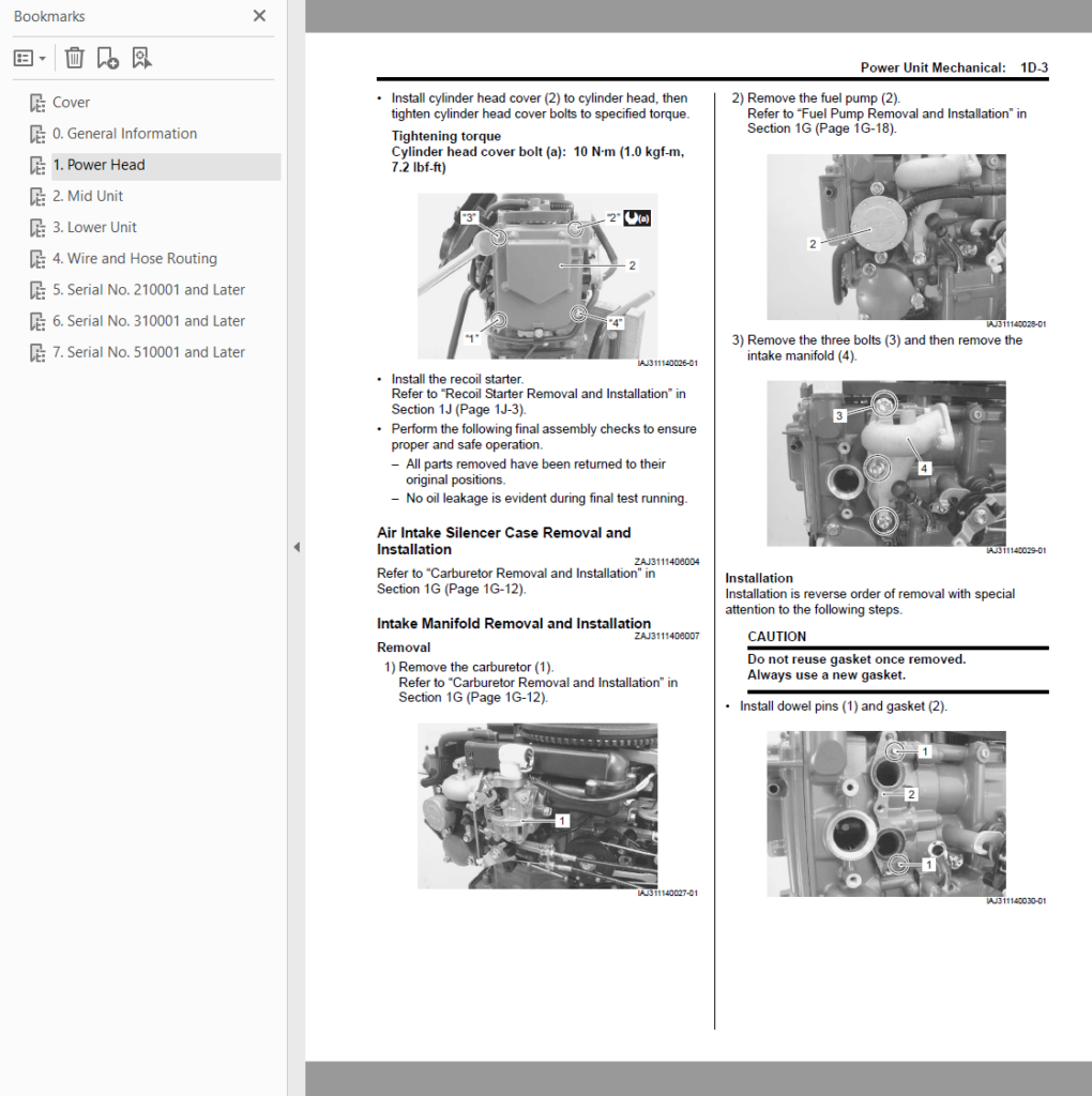 Suzuki DF8A DF9.9A service manual sample page