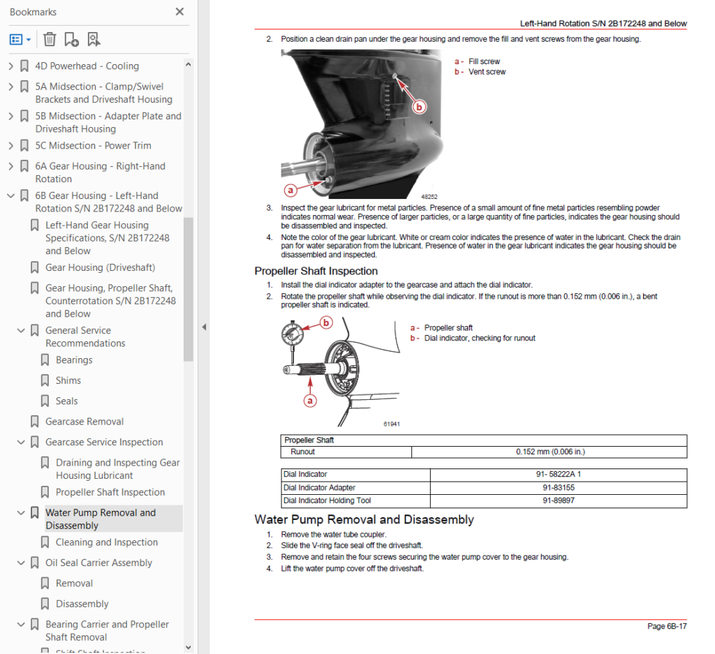 Mercury 150 150 SeaPro Pro XS service repair manual sample page