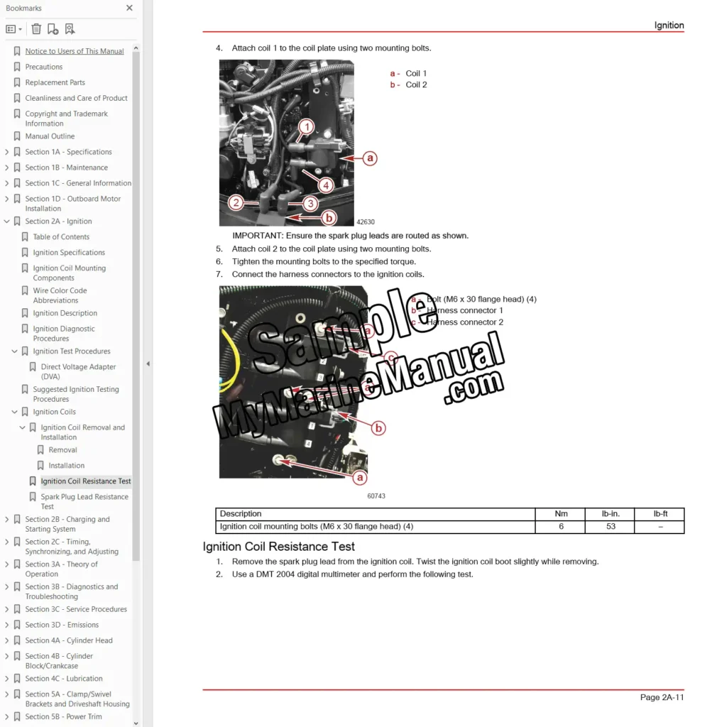 Mercury 40 50 60 EFI 4-stroke outboard service manual sample page